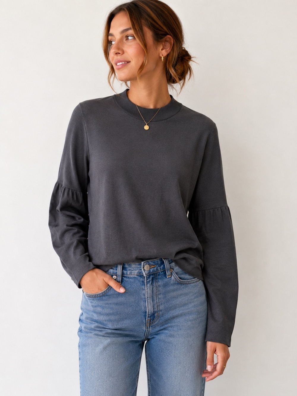 COS Charcoal Gray Knit Sweater Women’s M Long Sleeve Minimalist
